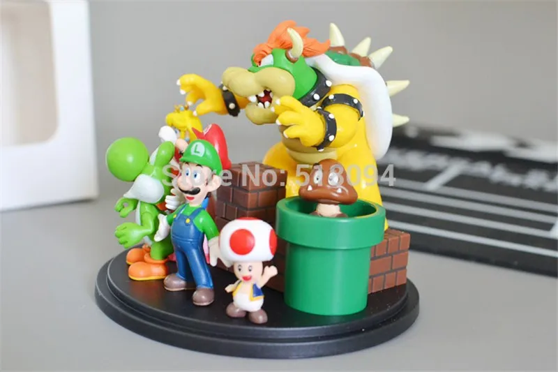 Super-Mario-Bros-Bowser-Princess-Peach-Yoshi-Luigi-Toad-Goomba-PVC-Action-Figure-Toy-Free-Shipping