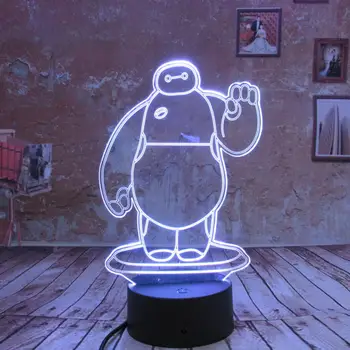 

Creative Girl Boys Gifts Baymax 3D Night Light LED 7 Colors Change Touch Remote USB Kids Bedroom Beside Light Birthday Decor