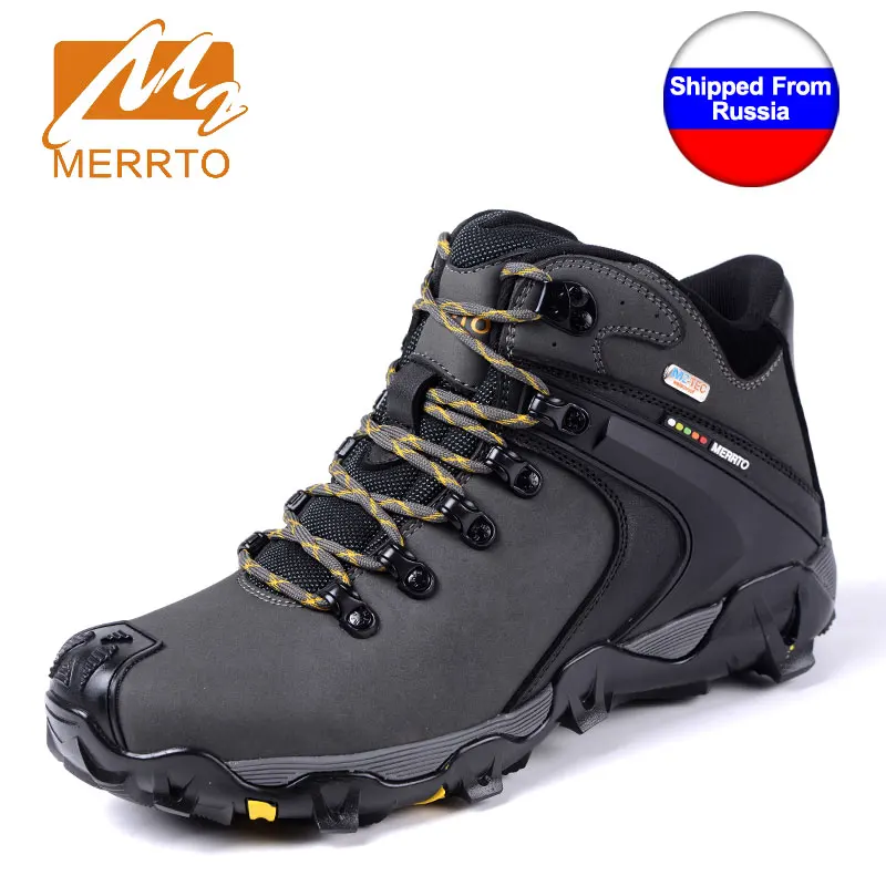 Shipped From Russia MERRTO Men Waterproof Hiking Shoes Snow Boots Professional Outdoor Cowhide Walking Boot Sneakers