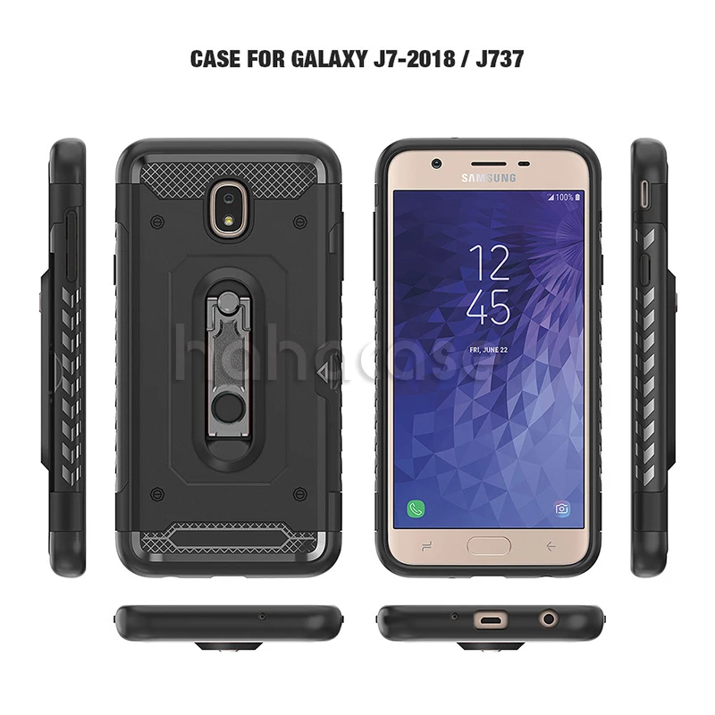 Top 500pcs Soft TPU Hard PC With Card Slot Holder Case For Samsung J3 J5 J7 2016 2017 J4 J6 J8 2018 Heavy Duty Metal Kickstand Cover 1