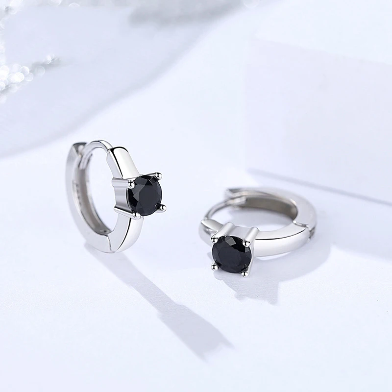 Женские серьги кольца TOTASALLY из 100% серебра 925 пробы с черным