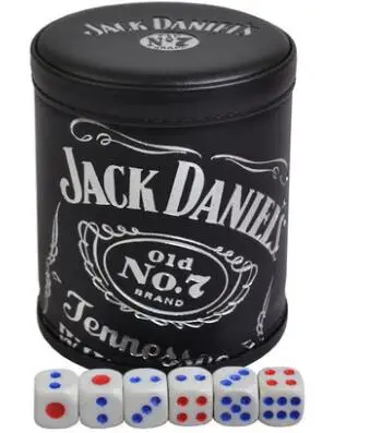 KTV бар азартные игры казино Техасский покер игры печать кожа+ пластиковый стаканчик для игральных костей набор без крышки и 6 шт. Цифровой Белый/Акриловые Игральные Кости