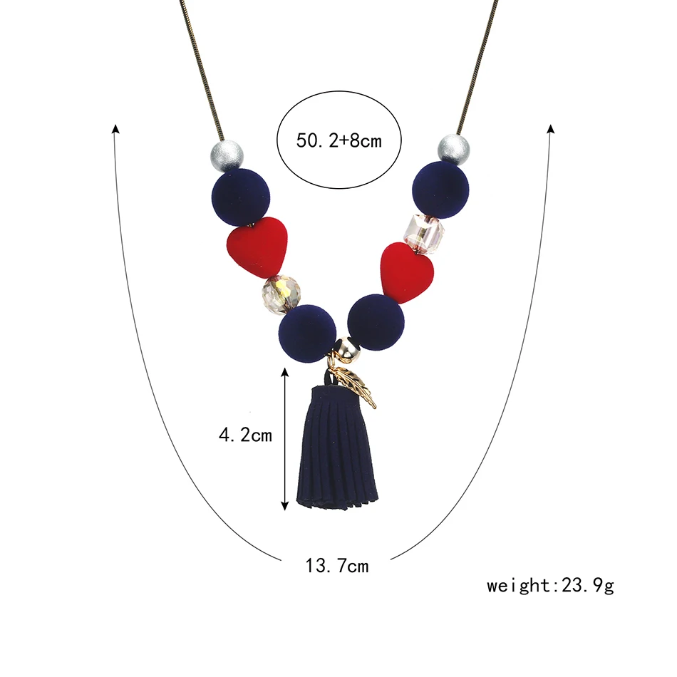 Женское Ожерелье с помпонами в форме сердца для женщин, ожерелье с кисточками и подвеской, ожерелье с искусственным жемчугом, новинка, модное ювелирное изделие NR041