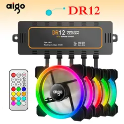 Aigo dr12 5 шт. чехол для компьютера PC Вентилятор охлаждения RGB Регулировка светодиодный 120 мм Silent + IR пульт дистанционного управления новый