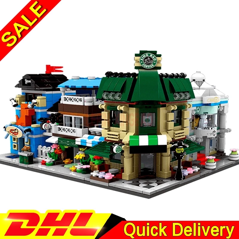 

XingBao 01105 Genuine Coffee Shop Wedding Store Flower Shop Pet Shop Set 4 in 1 Building Blocks Bricks legogo Toys Model legogo