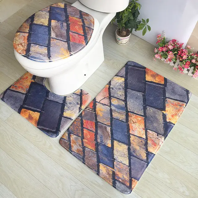 Toilet Seat Mat With 3D Effect Floor Mat Water Absorbent Anti slip Soft