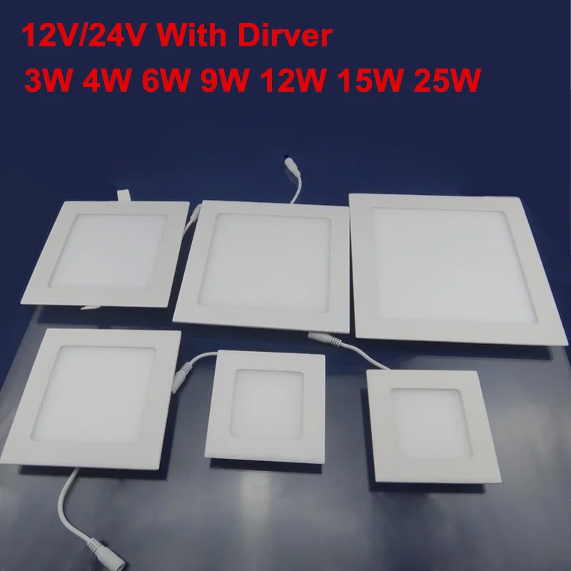

AC/DC 12V/24V Ultra Thin Design 3W 6W 9W12W 15W 25W LED Ceiling Recessed Grid Downlight Square LED Panel Light free shipping