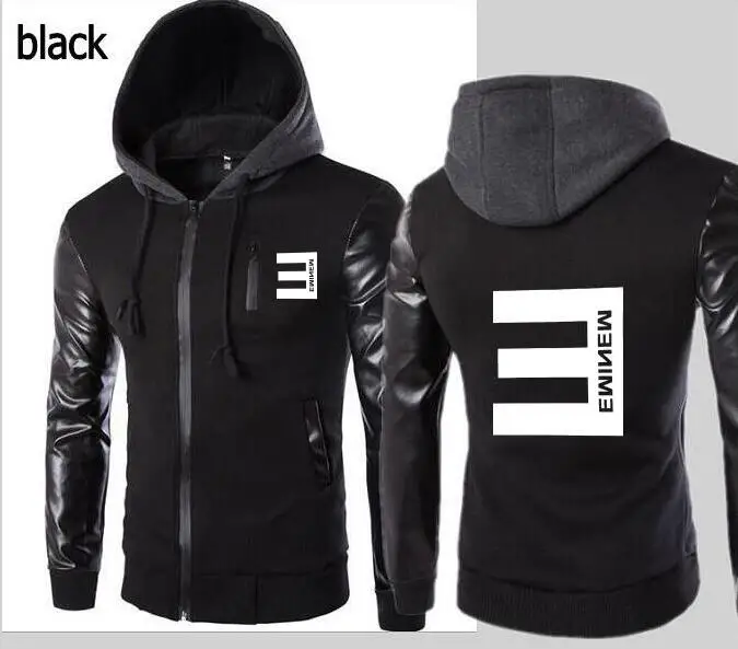 Новые модные с капюшоном кожа рукавом Толстовка с надписью анти-E куртка Eminem Мужская спортивная куртка с капюшоном тонкий