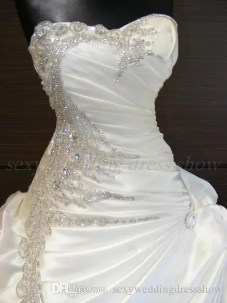 Bling Luxury Ball Wedding Dress Sweetheart Lace Up Corset Draped