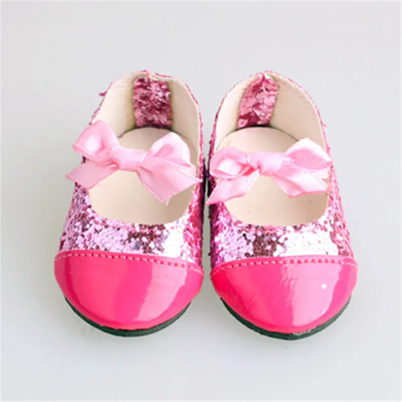 Handmade 1 Pair Cute Doll Pink Shoes Wear fit 43cm Baby Doll Clothes