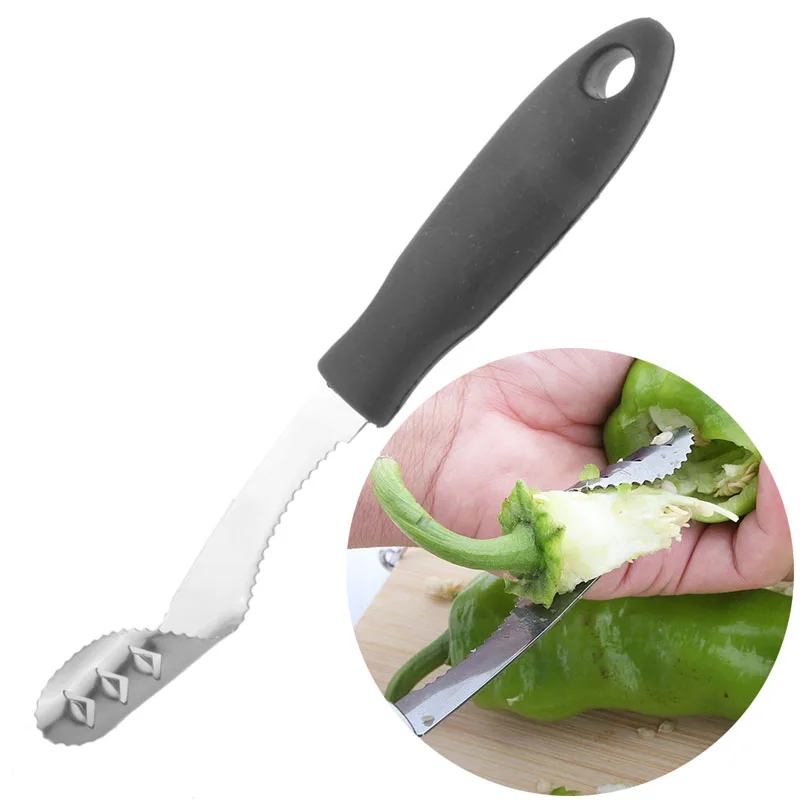 Stainless Steel Fruit Corer With Rubber Handle Barbecue Chili Pepper