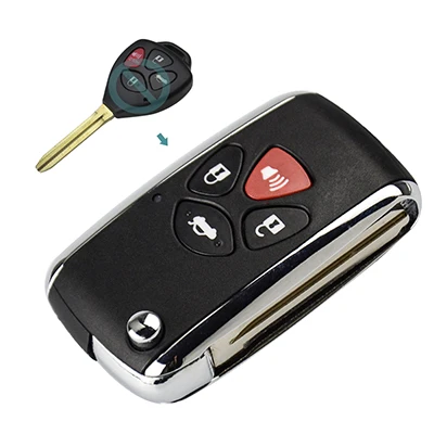 Откидной Складной автомобильный чехол для ключей OkeyTech с дистанционным управлением, замена брелока на 2, 3, 4 кнопки для Toyota Camry RAV4 Corolla PRADO YARIS - Цвет: 4 BTN