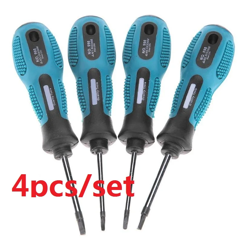 

4pcs CR-V Triangle Screwdriver Set Non-Slip TPR Handle 1.8 / 2.0 / 2.3 / 3.0mm Chrome vanadium steel for Electrical Appliances