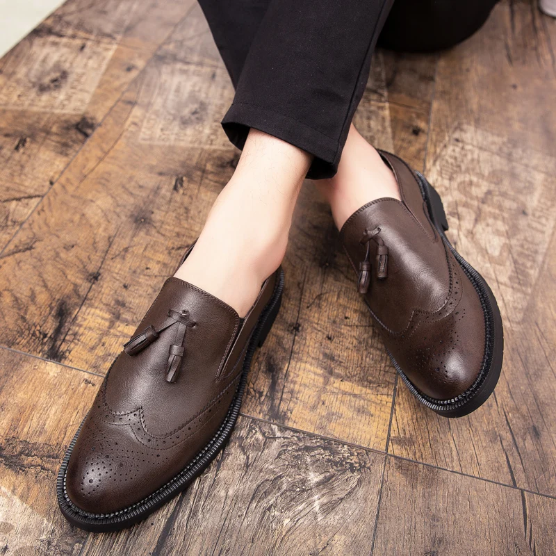 tassel mens vintage shoes italian brand genuine leather formal business wedding handmade male footwear brogue oxfords for men (23)