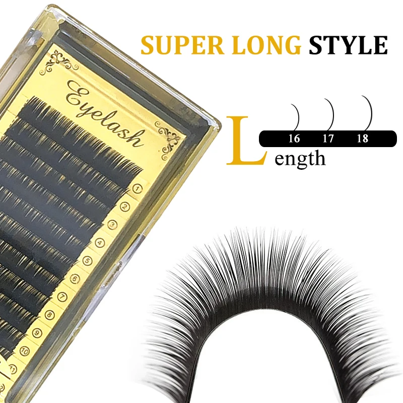 

16 17 18mm Long Mink Lashes Natural Synthetic Mink Individual Eyelash Extension