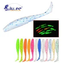 iLure 15pcs/lot Luminous Paddle Tail Soaking Maw Glow in Dark T Lure Jig Head soft bait Carp lures bass Fishing Mandarin fishing