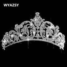Свадебная Корона ободок Тиара для Для женщин цветок невесты Кристальные тиары короны King Свадебные украшения для волос аксессуары, модные украшения подарки
