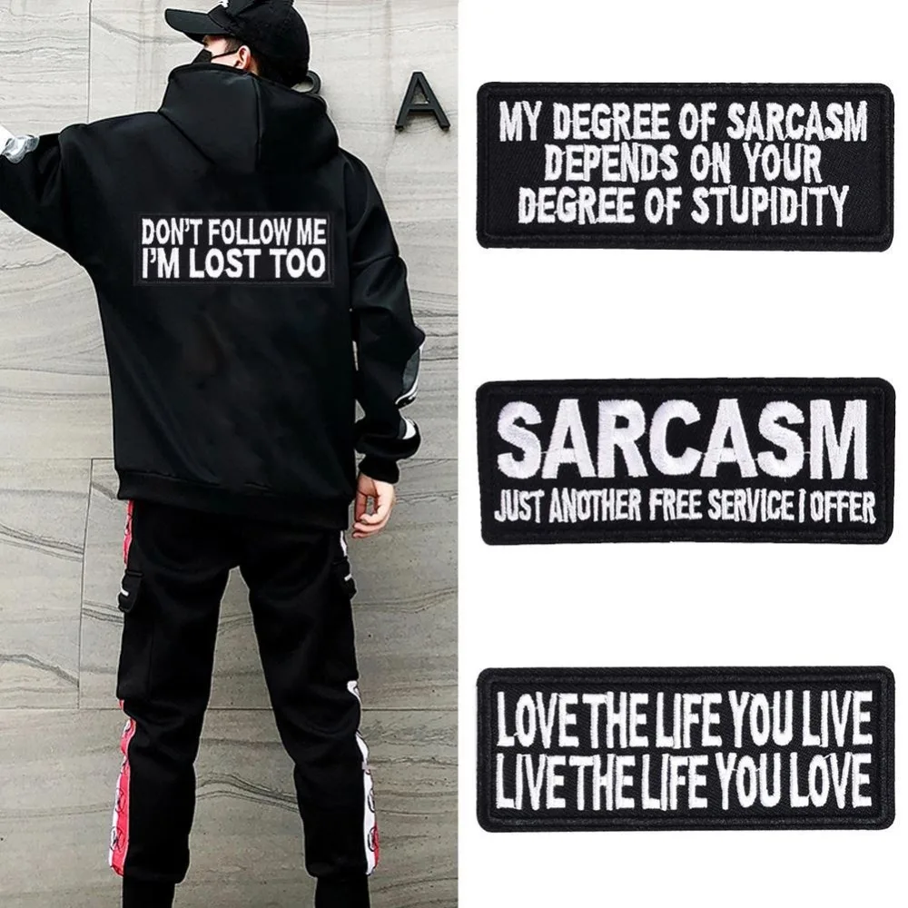 

DIY Black White Written Words Patch Embroidered Cute Badges Hippie Iron On Kids Patches For Clothes Stickers Badge Wholesale