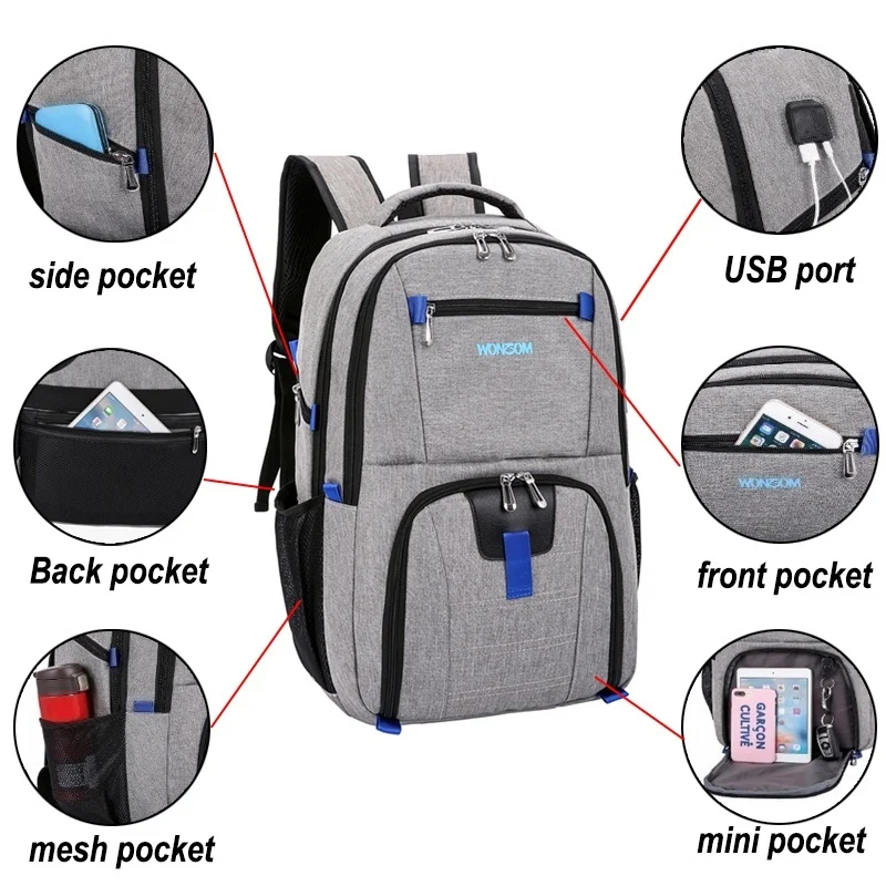 17 Inch Laptop Swiss Backpack For Men USB Charging Anti Theft Multifunction Large Capacity Rucksack Outdoor Sports Women Bags