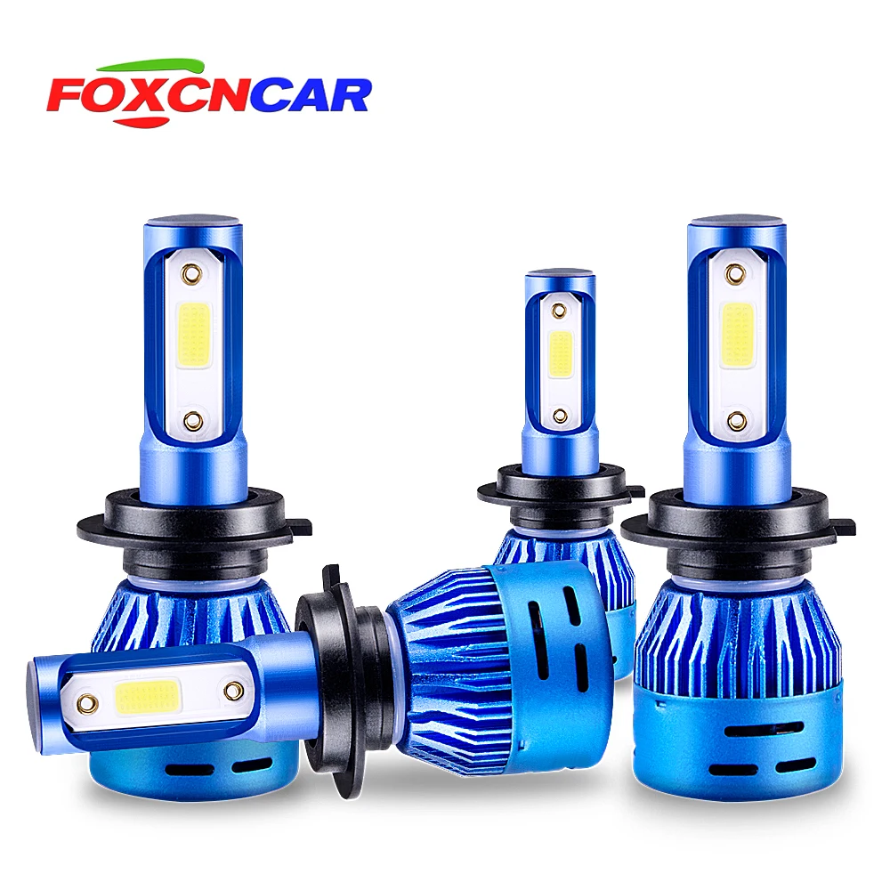 

Foxcncar 2PCS LED H7 Car Headlight H4 LED H4 H11 H1 9005 HB3 9006 HB4 High beam Low beam 8000LM 12V Mini 6500K COB Chip 72W 24V