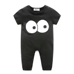 Одежда для маленьких мальчиков, забавная Одежда для новорожденных, милая одежда с короткими рукавами и принтом Больших Глаз, комбинезон