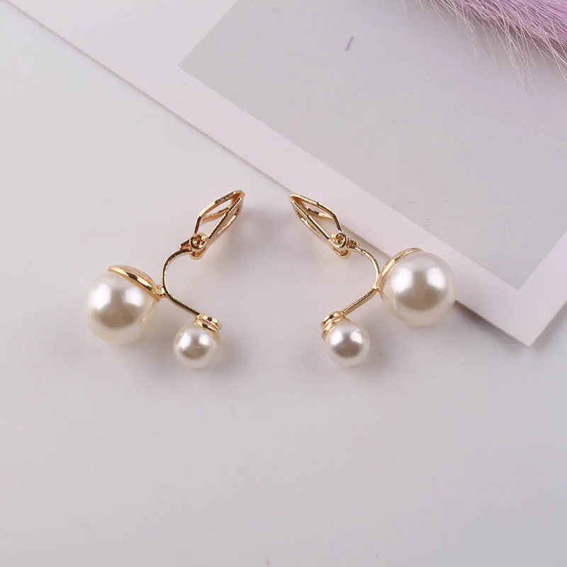 JIOFREE Simulated Pearl Statement Clip on Earrings Women Wedding Party no pierced Earrings Maxi Jewelry Love Christmas Gift
