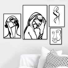 Abstract People Minimalist Line Wall Art Canvas Painting Nordic Posters And Prints Wall Pictures For Living Room Home Decor