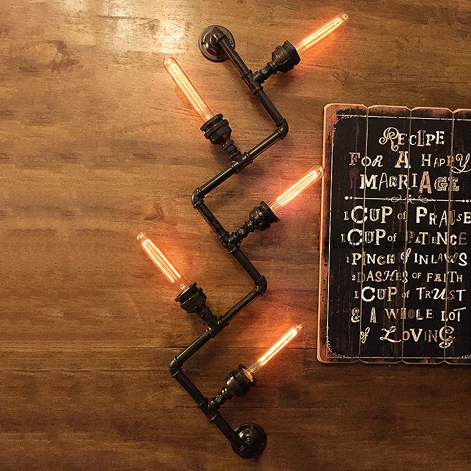 

Creative Styling Industrial Loft Water Pipe Wall Lamp. Country store cafe bar restaurant lighting project wall sconce lights