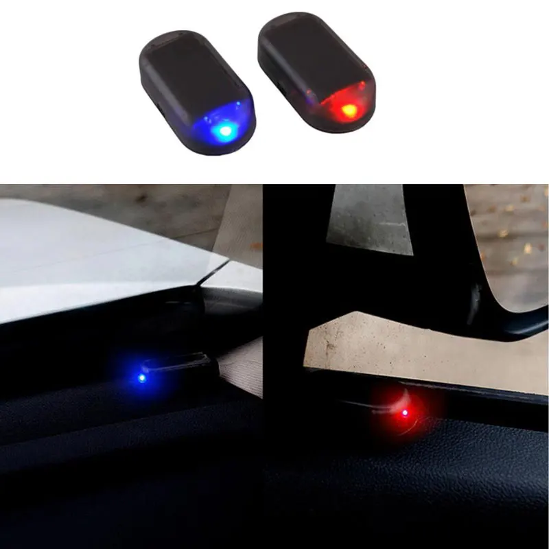 Car Simulated Dummy Alarm Fake Security Light Solar Powered Wireless  Warning Anti-Theft Caution Lamp LED Flashing Imitation