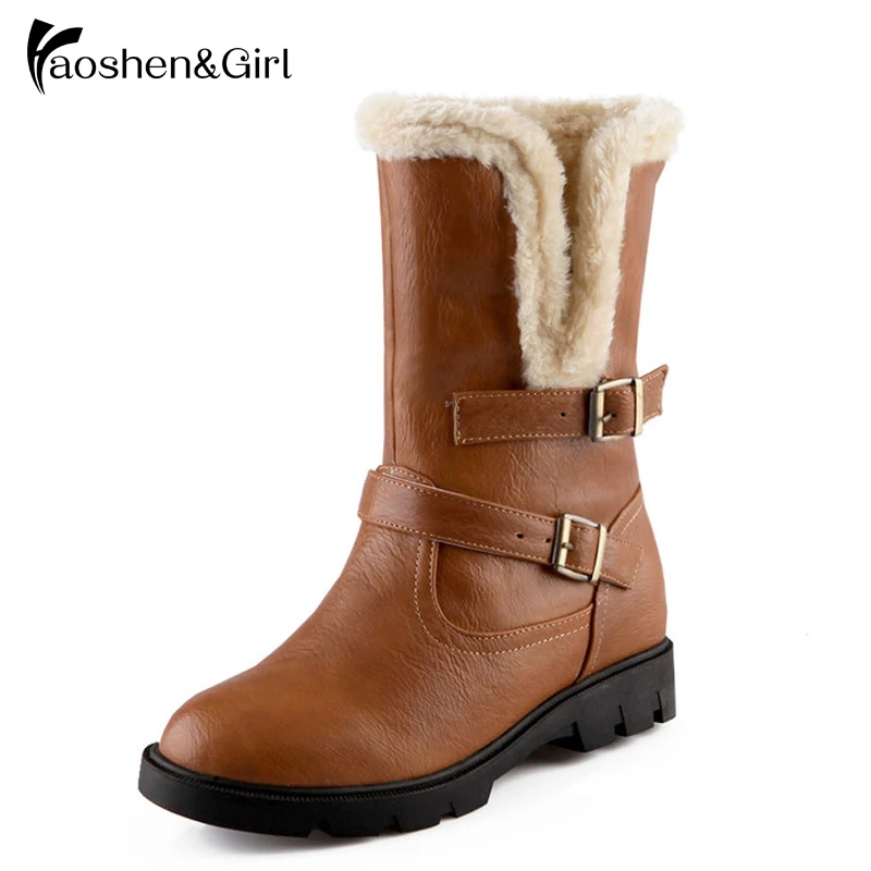 Women Half Boots Inner Boot Winter Warm Boat European American Style Woman Vintage Short Thick