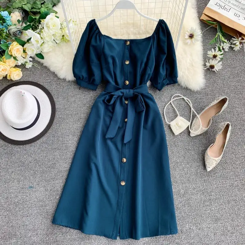 

Fashion 2019 Sexy Summer Off Shoulder Bandage Midi Long Dress Women Casual Beach Button Vestido De Festa Party Evening Vestidos