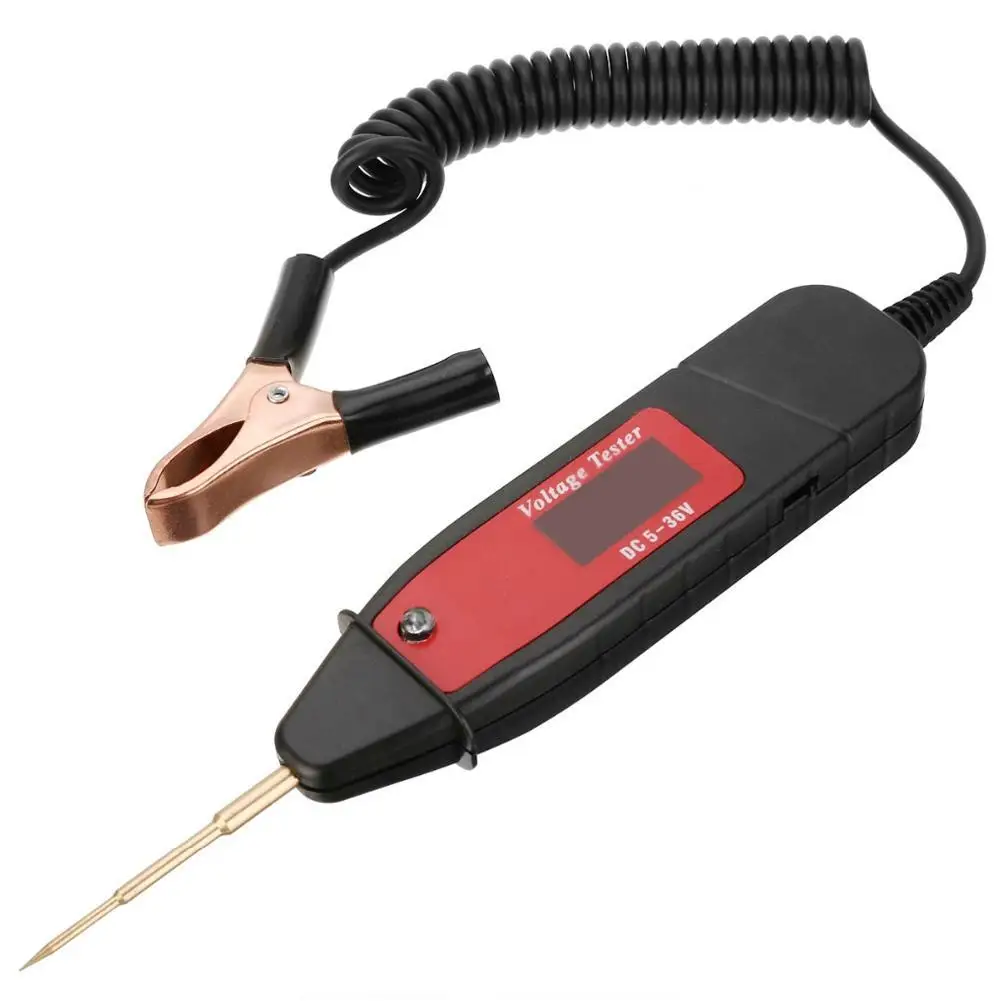 

1.65m Spring Line Car Digital LCD Electric Voltage Test Pen Probe Detector Tester With LED Light for Auto Car Testing Tool