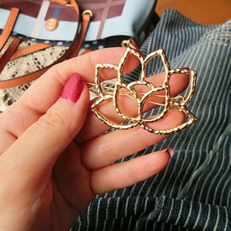 

Wedding Bridal Gold Color Fashion Hair Twists Swirls Hairpins Spirals Lotus Flower Hairwear Jewelry Hair Accessories VP585