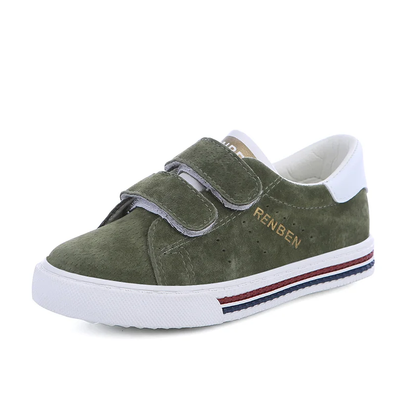 Kids shoes boys pigskin leather child spring autumn new boys girls shoes children casual shoes students running shoes - Цвет: army green