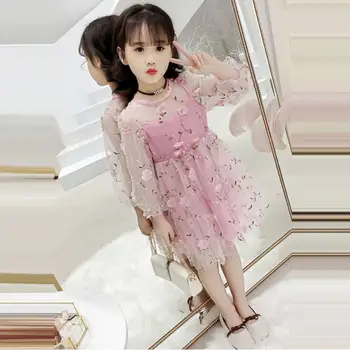 

2019 New Spring Summer Fashion Children Girl Mesh Flower Princess Dress Kids Dresses For Girls Baby Girl Clothes Vestidos L285