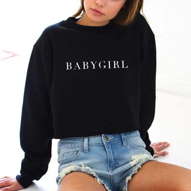 2018 осень зима моды BABYGIRL Письмо печати пуловер Толстовка Для женщин панк