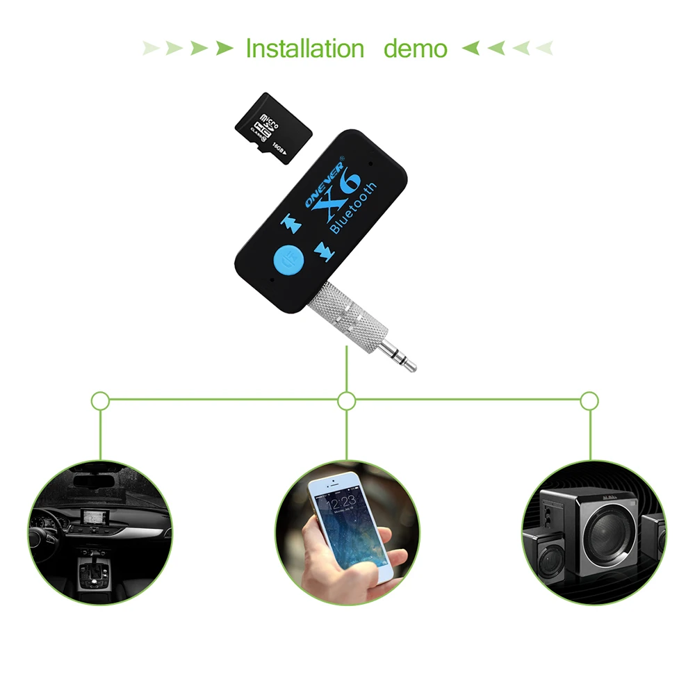 Onever USB Bluetooth Aux аудио приемник адаптер 3,5 мм разъем 4,1 Aux Bluetooth Handsfree автомобильный комплект TF карта A2DP Mp3 музыкальный приемник