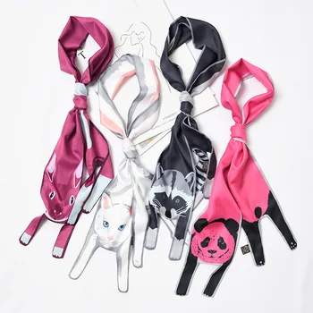 

Personalized animal long silk scarf concave shape double-sided scarf multi-purpose bag ribbon four seasons universal