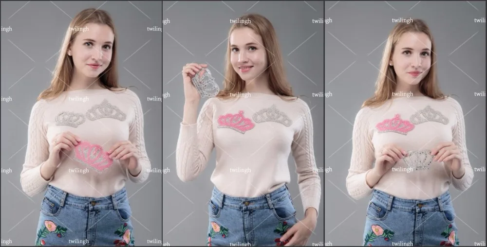 1 Piece Hot Fix Rhinestone Motif Children Baby Suit Crystal iron Crown Glass Patch Applique For Baby Clothes Rhinestone Patches