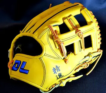 

Hot sale!Professional Yellow color 12" cowhide leather baseball gloves softball infielder gloves ,Free shipping!