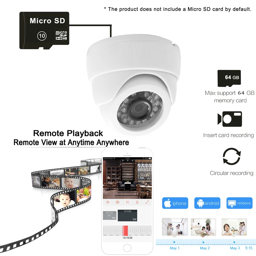 Ip Camera Wifi 1080p Surveillance Home Security Wireless CCTV Cameras TF Card Slot Infrared Audio Dome IPcam Onvif RTSP 3