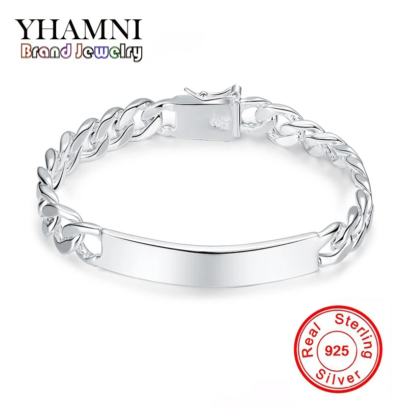

YHAMNI Silver S925 Jewelry Sterling Silver Twisty Quadrate Round Chains Silver Cuff Bangles Wedding jewelry Bracelets SH181