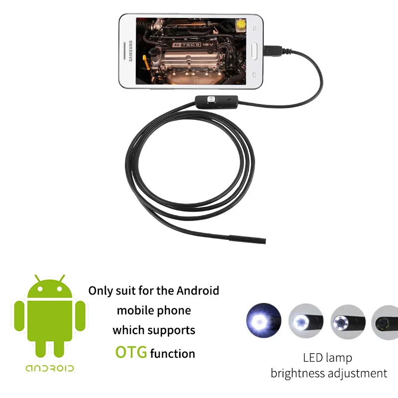 720P Waterproof 6LED IP67 Mini Camera Endoscope 1M USB Endoscope 5.5mm Lens Mini Camera Mirror for Android OTG Phone Endoscopio