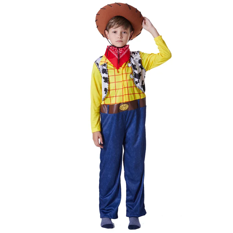 

Halloween boys jeans clothing cosplay costume general mobilization Sheriff Woody Costume, Bath light , Hudi police officer