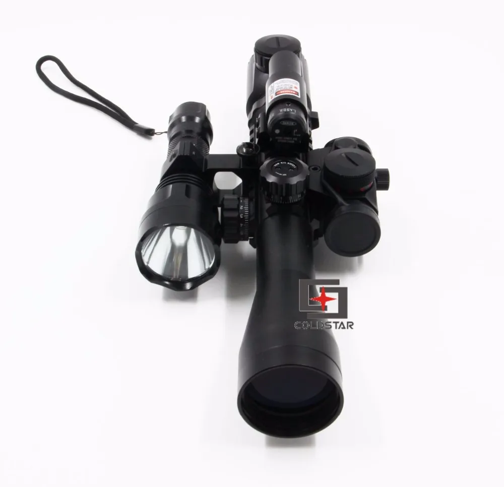 

3 Combo 3-9x40EG Rifle Scope w/ Laser & CREE T6 LED Hunting Flashlight 5-Mode C8 Torch Flash Light Fit for Air Gun and Weapon