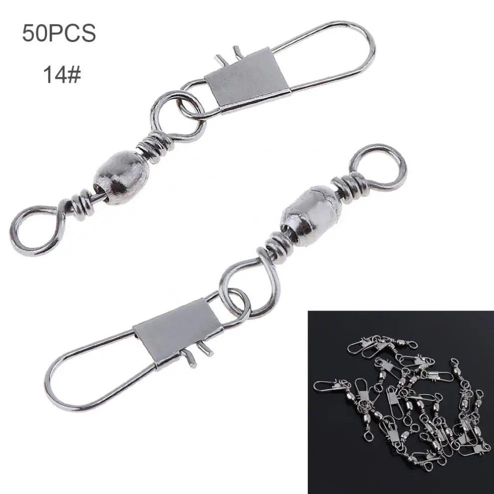 50X Stainless Steel Fishing Bearings Hook Snap Pins Rolling Swivel Connector USA