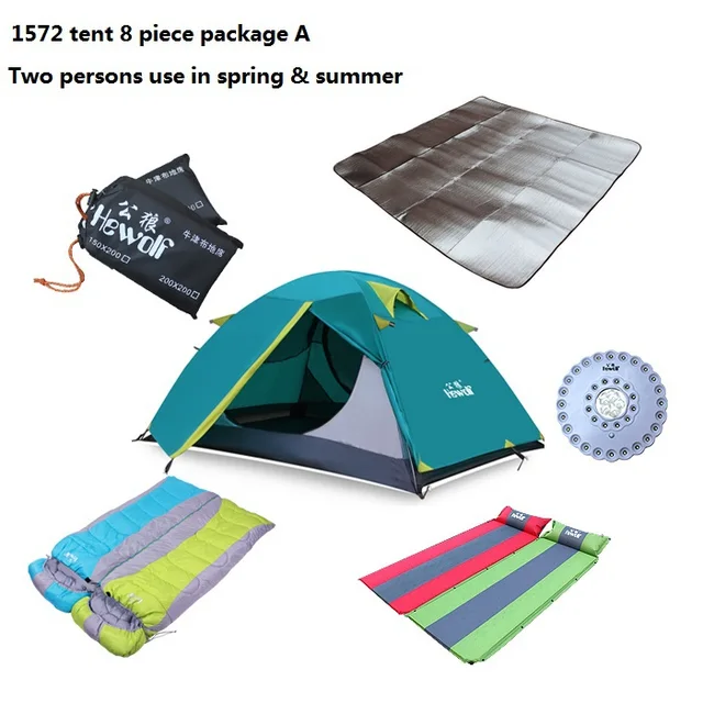 Cheap free shipping gazebo carpas camping carpas sleeping bag camping tent  8 piece two persons tents  for spring summer  1572-A