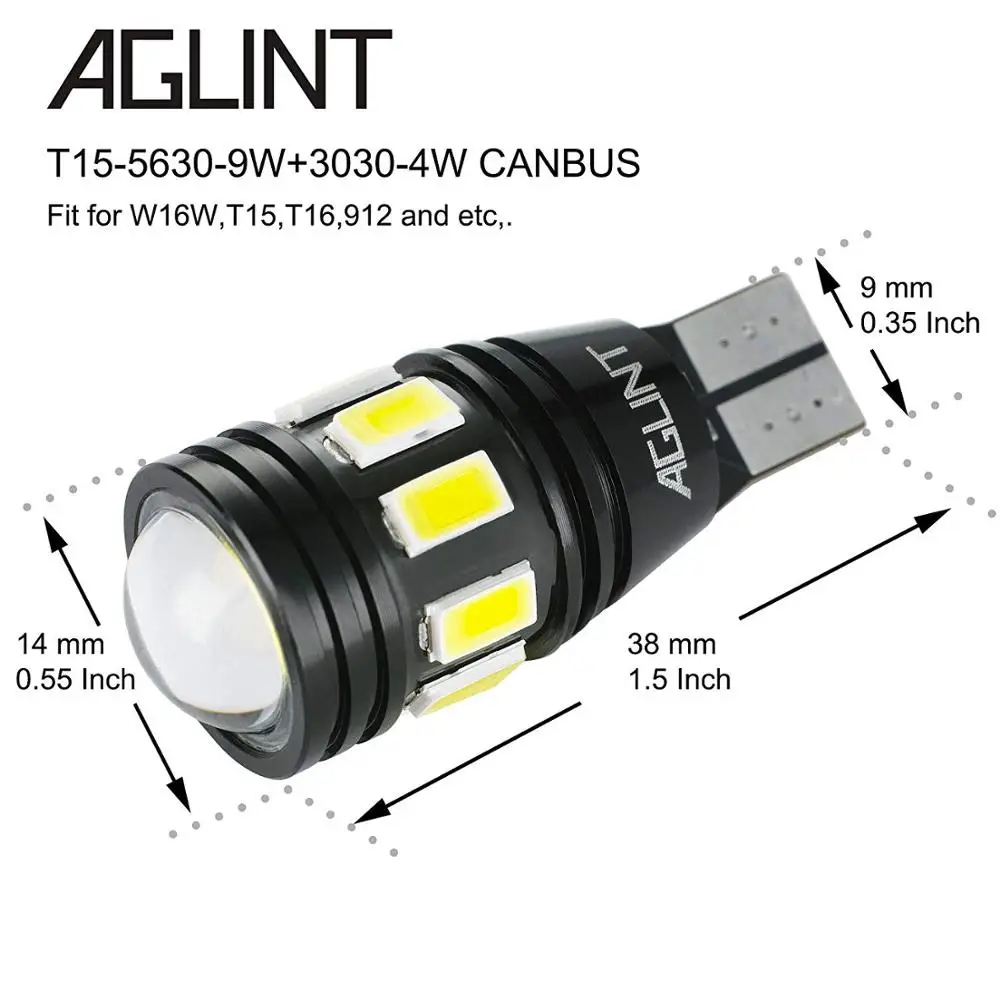 AGLINT 2 шт. T16 светодиодный W16W 912 T15 светодиодный автомобильный светильник CANBUS без ошибок светодиодный свет 5730 SMD 3030 светодиодный Автомобильный задний фонарь белый 12-24 В