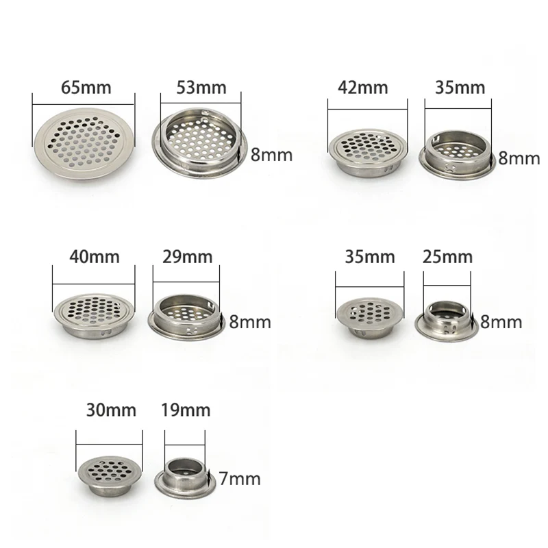 5 шт. вентиляционные отверстия из нержавеющей стали с круглым отверстием для кухонной ванной комнаты CLH@ 8
