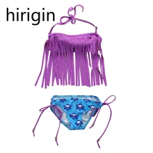 Купальный костюм с завязками на шее и кисточками для маленьких девочек, купальный костюм, купальный костюм, танкини, комплект бикини, пляжная одежда, купальный костюм для лета